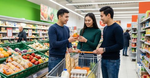 Совместный выбор продуктов в чешском супермаркете